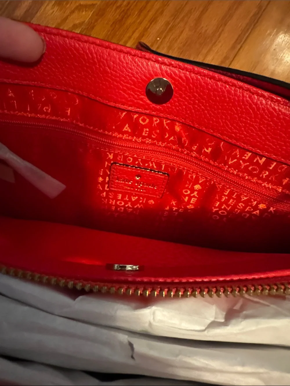 kate spade Red Pebbled Leather Double-Handle Satchel